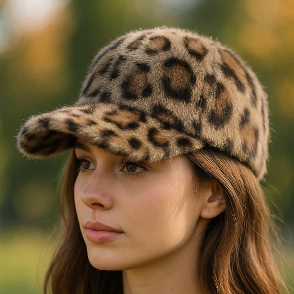 عکس شماره:2 , کلاه کپ خز طرح پلنگی — کلاه زمستانی شیک و گرم
