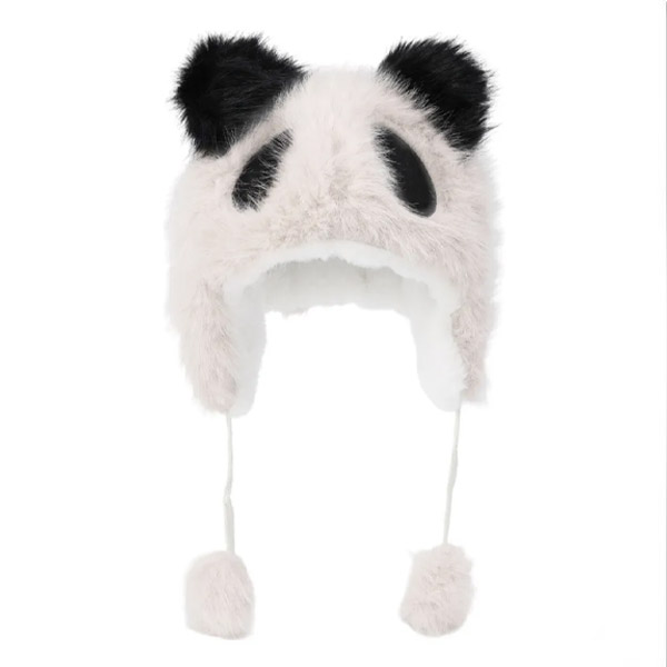 عکس اصلی کلاه خزدار طرح پاندا با گوش حیوانی – کلاه زمستانی فانتزی و گرم برای بزرگسالان و نوجوانان