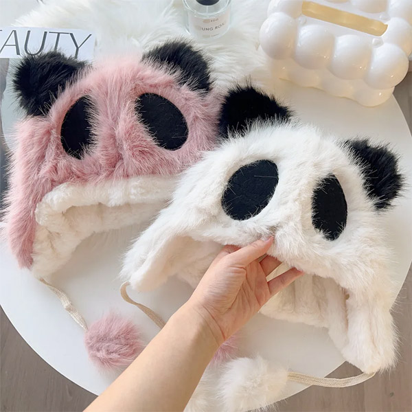 عکس شماره:3 , کلاه خزدار طرح پاندا با گوش حیوانی – کلاه زمستانی فانتزی و گرم برای بزرگسالان و نوجوانان