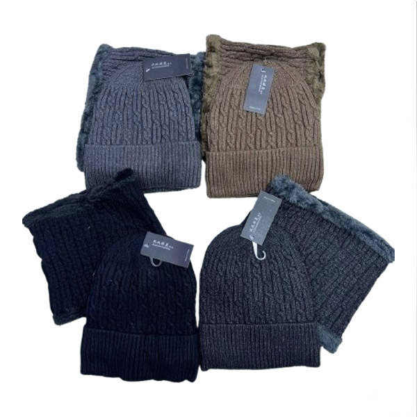 عکس اصلی کلاه شال رینگی پسرانه – ست بافت زمستانی مردانه خزدار، سایز بزرگ در چهار رنگ