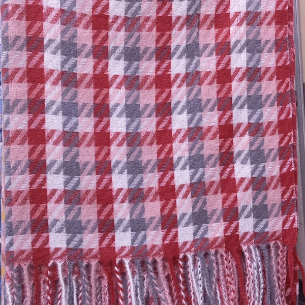 عکس اصلی شال موهر ریشه فیتیله‌ای چهارخانه