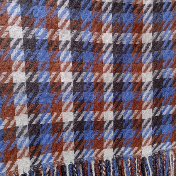 عکس اصلی شال موهر ریشه فیتیله‌ای چهارخانه