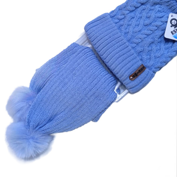 عکس شماره:4 , کلاه بافت بچگانه دو لایه خزدار طرح مارپیچی (تک پوم)