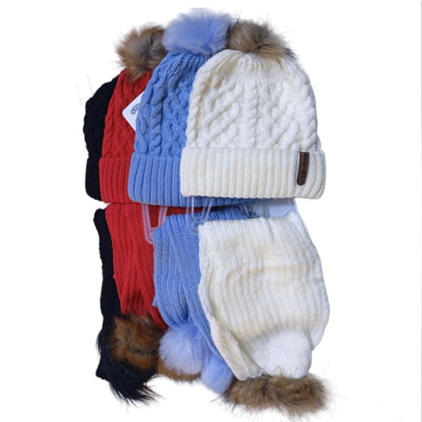 عکس شماره:3 , کلاه بافت بچگانه دو لایه خزدار طرح مارپیچی (تک پوم)