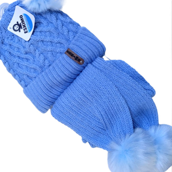 عکس شماره:3 , کلاه بافت بچگانه دو لایه خزدار طرح مارپیچی (دو پوم)