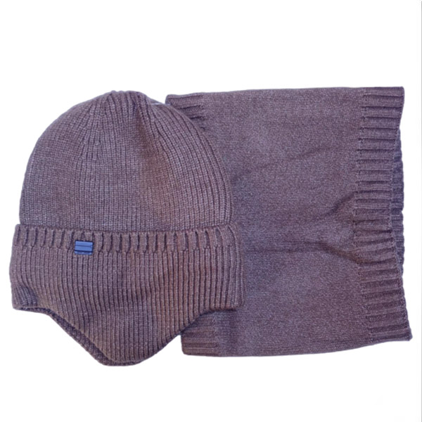 عکس اصلی کلاه و شال گردنی مردانه گوش‌دار دو لایه خزدار – مدل زمستانی ضخیم