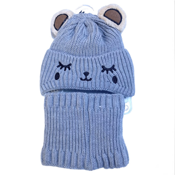 عکس شماره:3 , ست کلاه و شال گردنی بچگانه دو لایه خزدار طرح عروسکی گوش‌دار