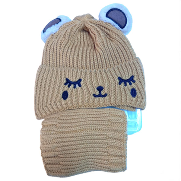 عکس شماره:2 , ست کلاه و شال گردنی بچگانه دو لایه خزدار طرح عروسکی گوش‌دار