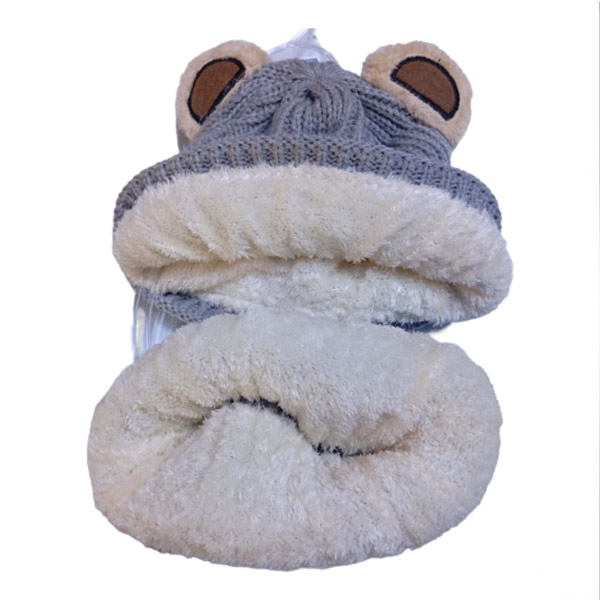 عکس شماره:1 , ست کلاه و شال گردنی بچگانه دو لایه خزدار طرح عروسکی گوش‌دار